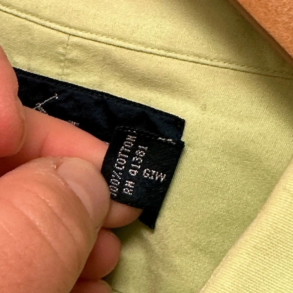 Ralph Lauren Men's Lime‎ Green Button Up Shirt Sz Medium Classic Fit Y2K Vintage